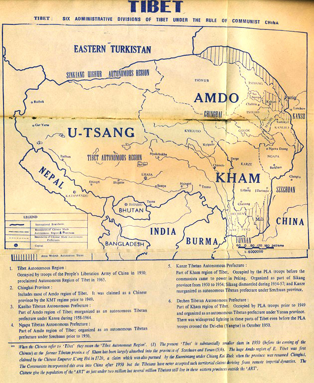 Six Administrative Divisions of Tibet Under The Rule of Communist China